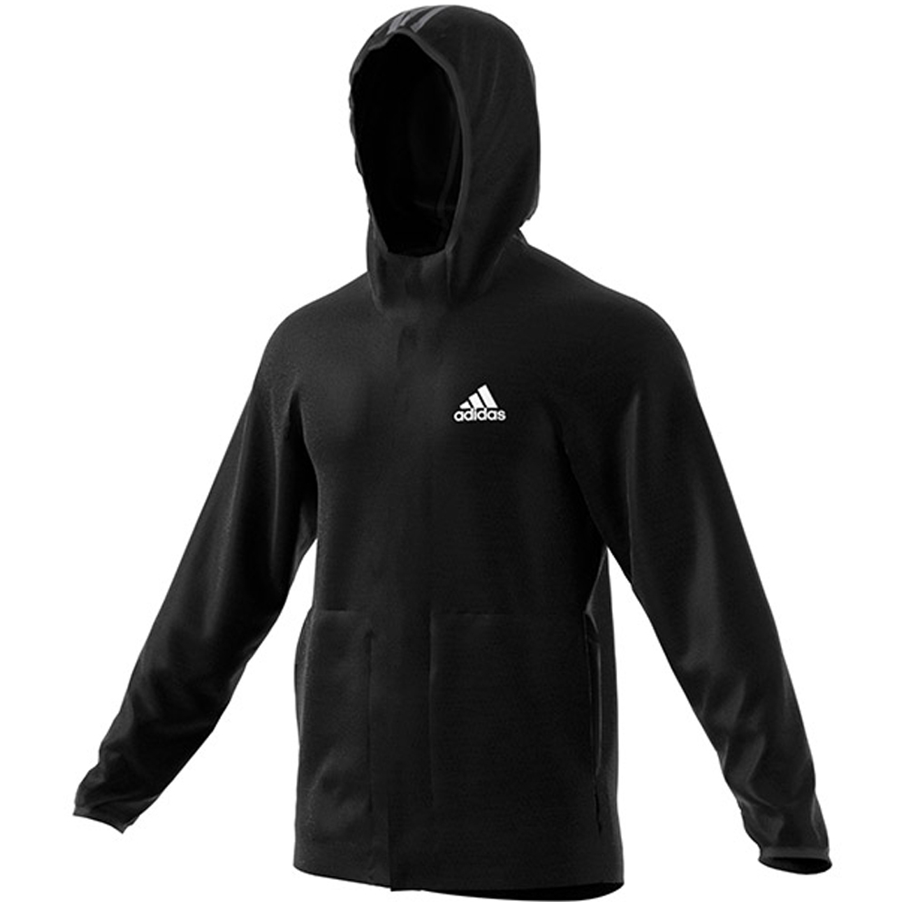 Adidas Men's Ti Full Zip Tennis Hoodie (Black/Heather White)