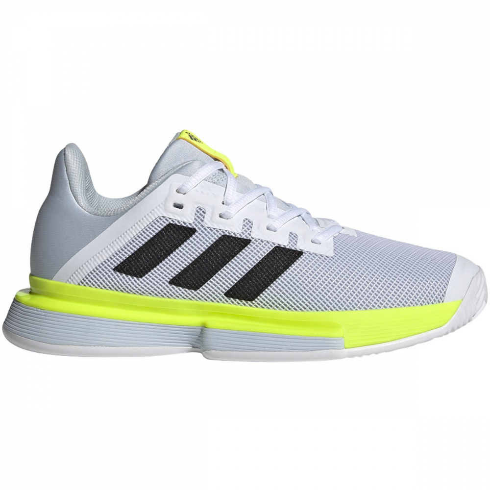 Adidas Women's SoleMatch Bounce Tennis Shoe (White/Core Black/Solar Yellow)