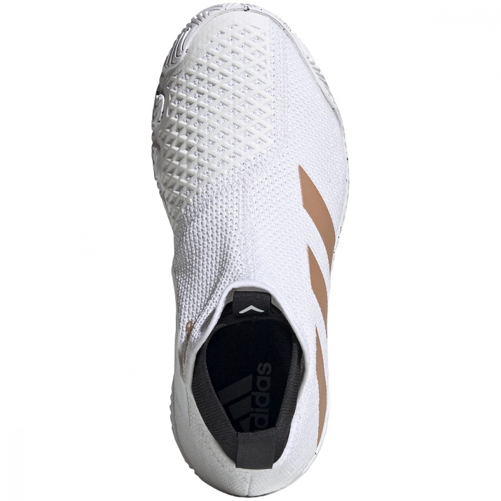 Adidas Women's Stycon Laceless Hard Court Tennis Shoes (Cloud White/Copper Metallic/Core Black)