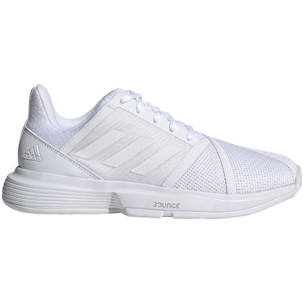 Adidas Women's CourtJam Bounce Tennis Shoes (White/Matte Silver)