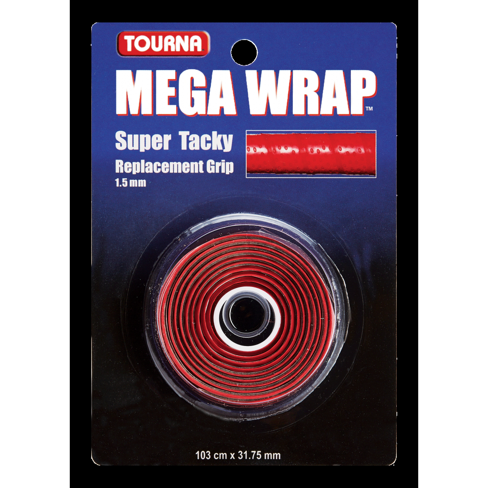 Tourna Mega Wrap Tennis Racquet Replacement Grip (Red)