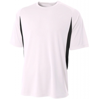 A4 Men's Performance Color Block Crew Shirt (White)