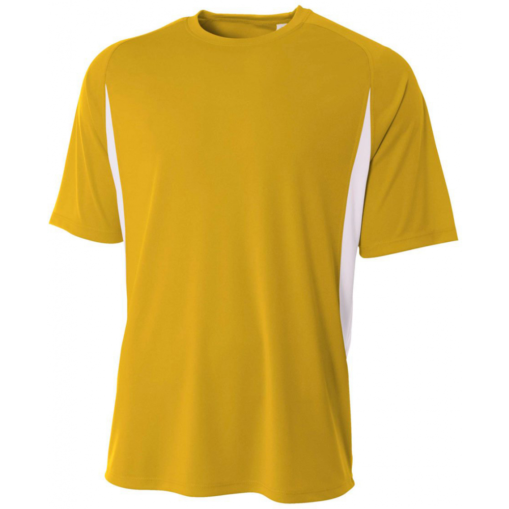 A4 Men's Performance Color Block Crew Shirt (Gold)