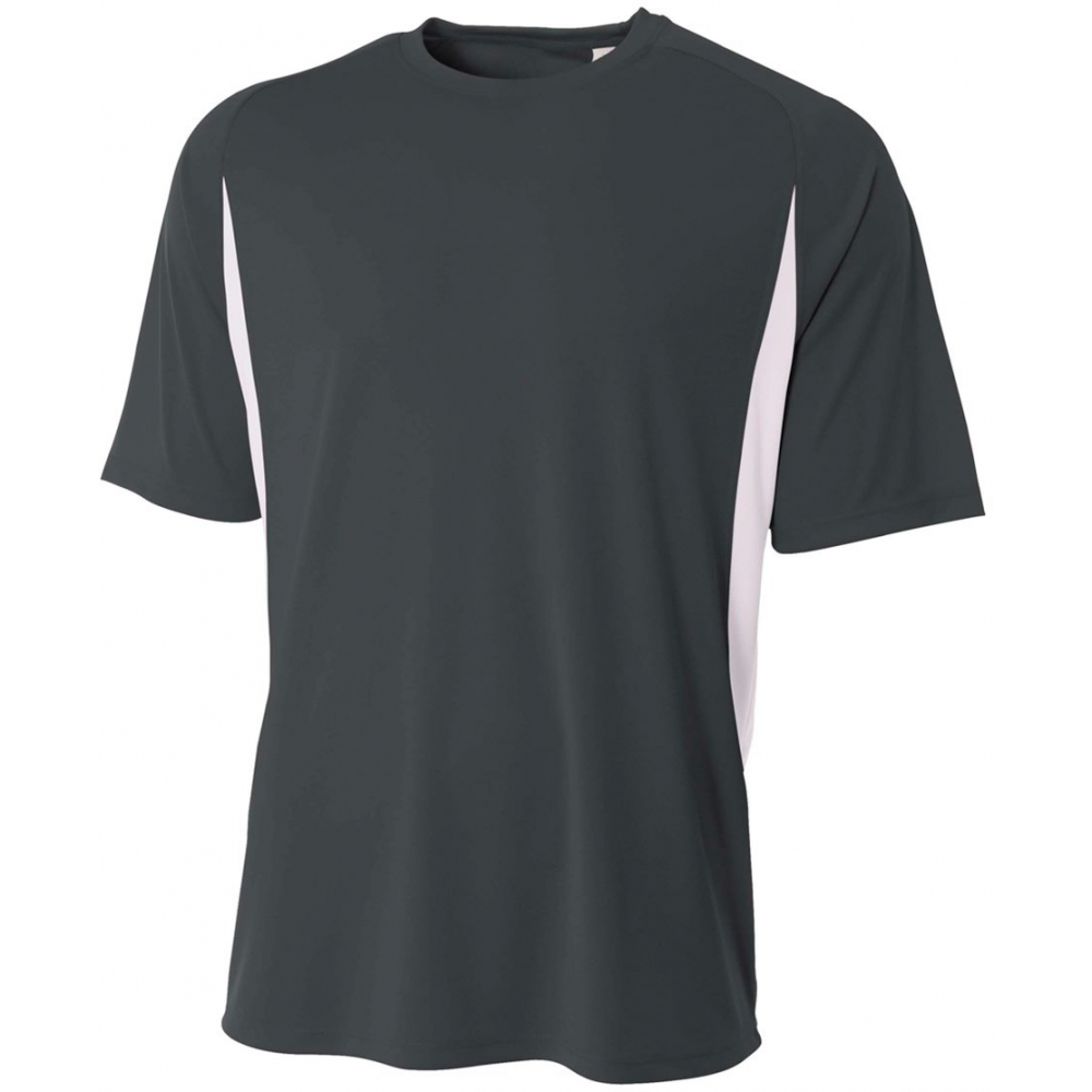 A4 Men's Performance Color Block Crew Shirt (Graphite)
