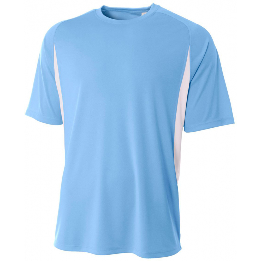 A4 Men's Performance Color Block Crew Shirt (Light Blue)