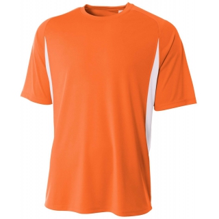 A4 Men's Performance Color Block Crew Shirt (Orange)