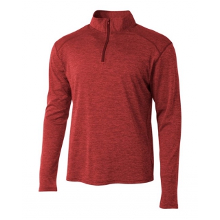 A4 Men's Inspire Quarter Zip Long Sleeve Tennis Warm-Up Top (Red)