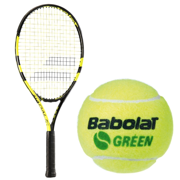 Babolat Nadal Jr Child's Tennis Racquet & Green Play & Stay Tennis Ball