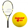 Babolat Nadal Jr Tennis Racquet, Red Foam Tennis Ball Bundle