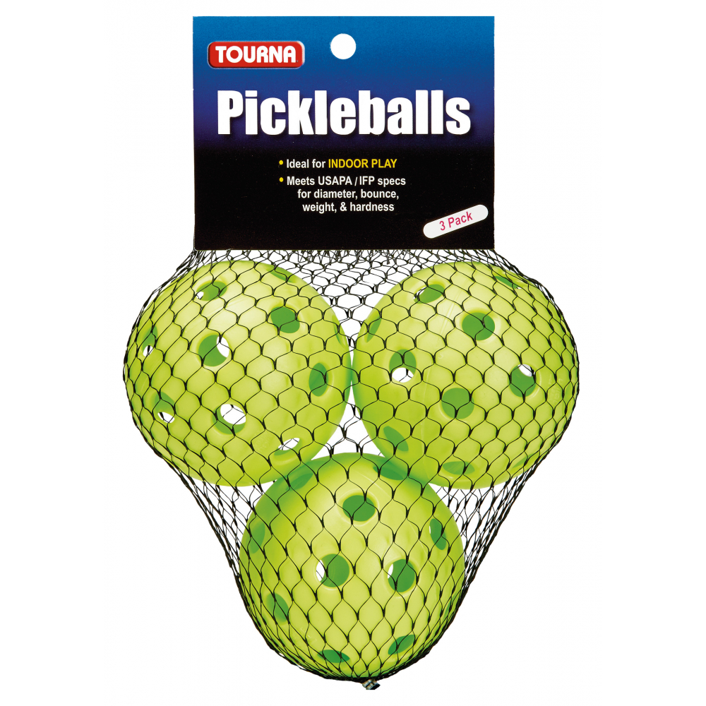 Tourna Indoor Lime Green Pickleballs (3-Pack)