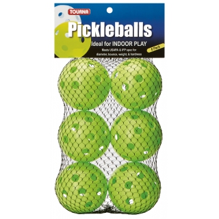 Tourna Indoor Lime Green Pickleballs (6-Pack)