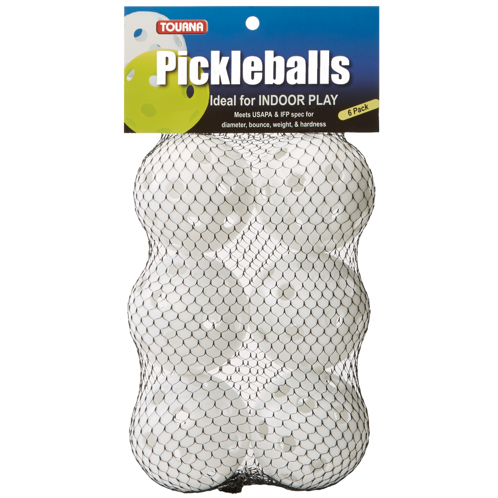 Tourna Indoor White Pickleballs (6-Pack)