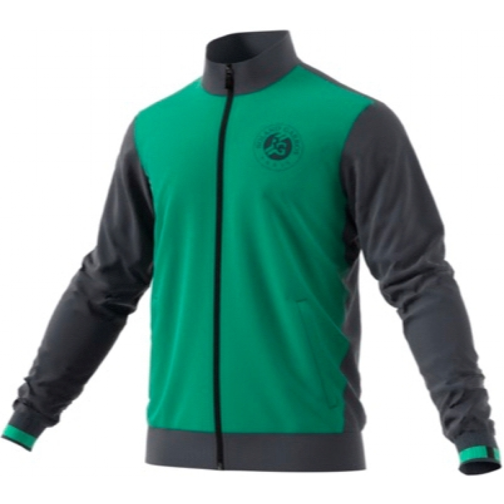 Adidas Men's Roland Garros Tennis WarmUp Jacket (Night Grey/Core Green)