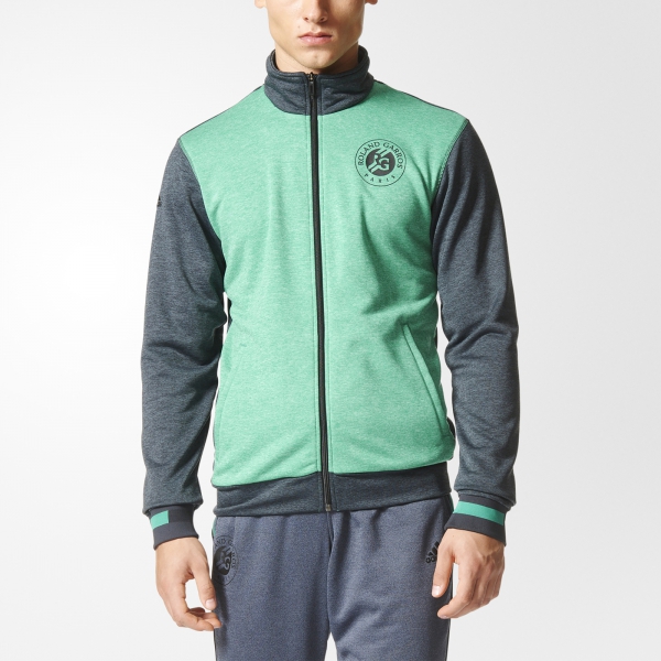 Adidas Men's Roland Garros Tennis WarmUp Jacket (Night Grey/Core Green