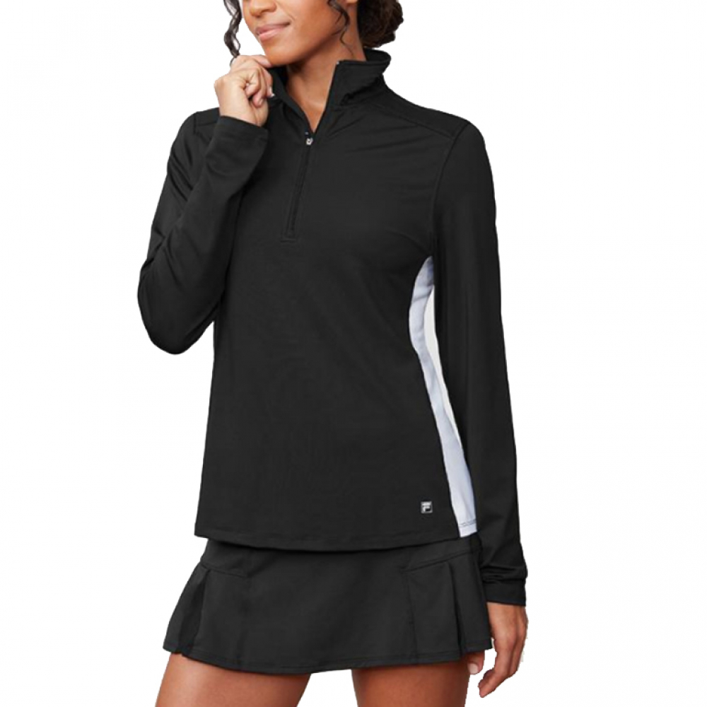 Fila Women's Core Performance Half Zip Tennis Jacket (Black/White/Black)