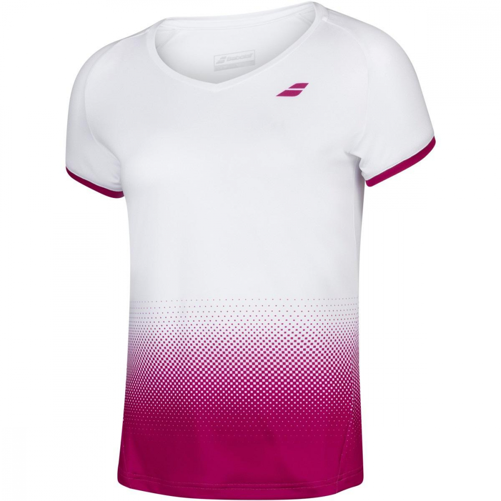 Babolat Women's Compete Cap Sleeve Tennis Top w/ Fiber-Dry Polyester (White/Vivacious Red)