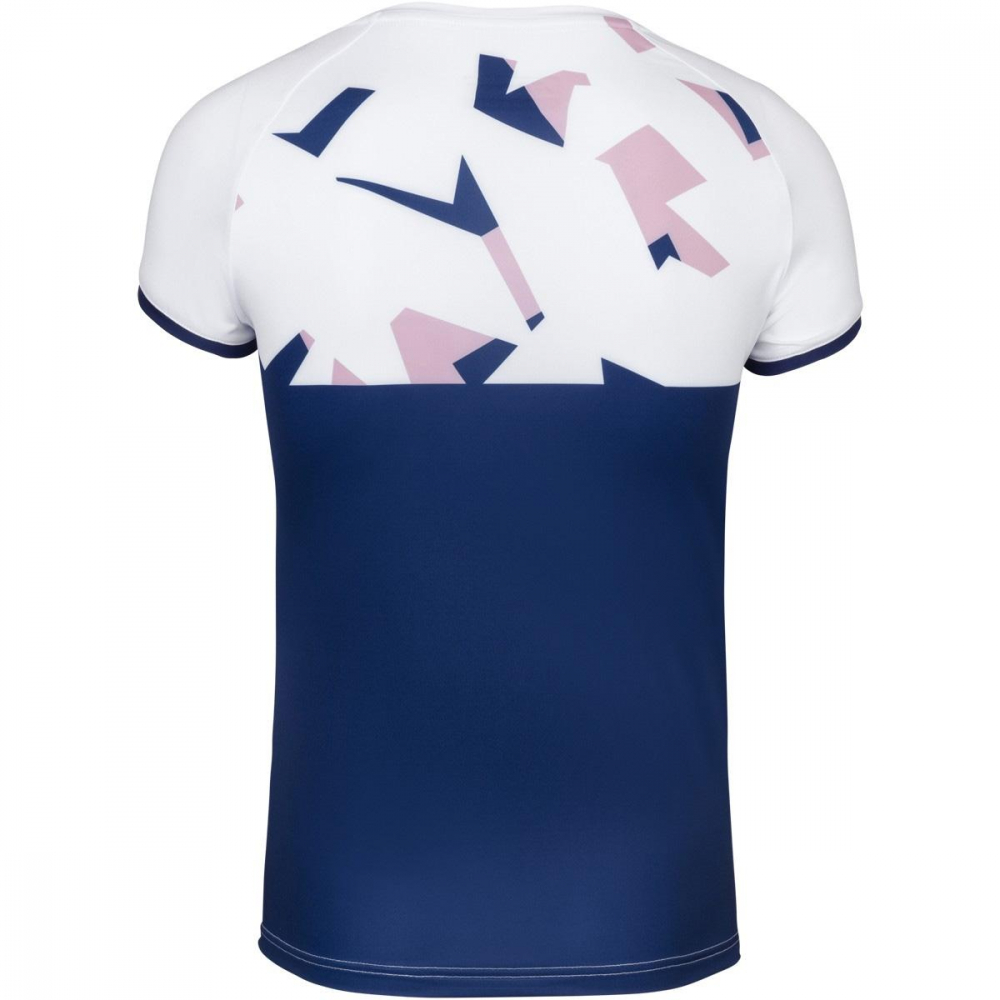 Babolat Women's Compete Cap Sleeve Tennis Top w/ Fiber-Dry Polyester (White/Estate Blue)