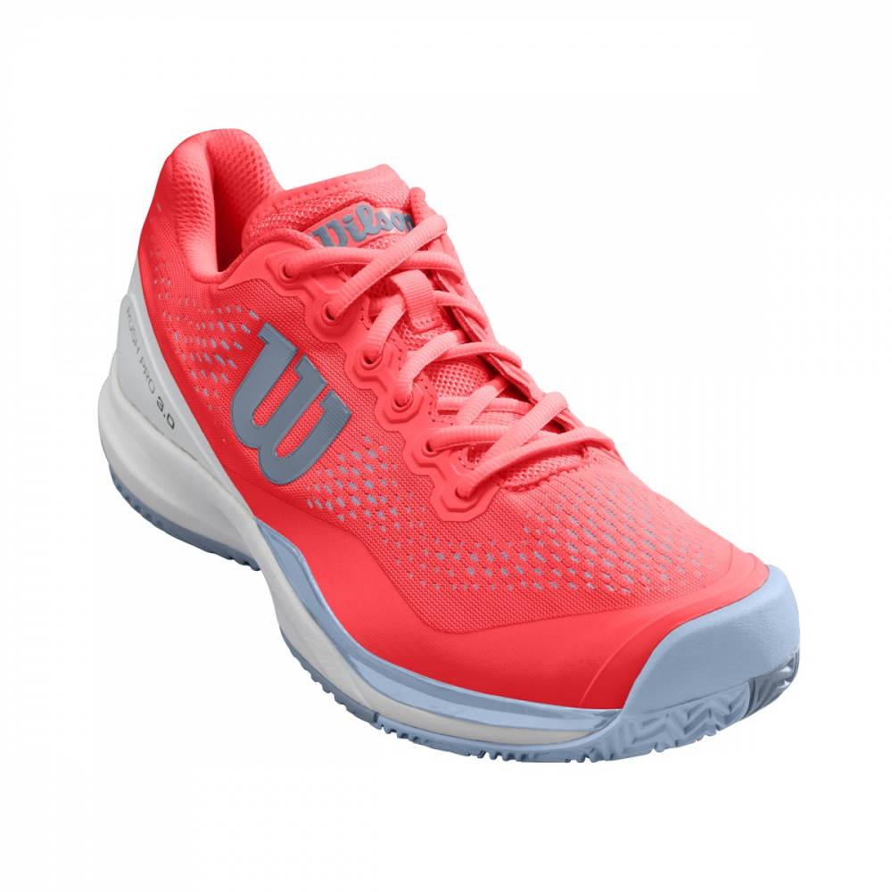 Wilson Women's Rush Pro 3.0 Tennis Shoes (Fiery Coral/White/Cashmere Blue)