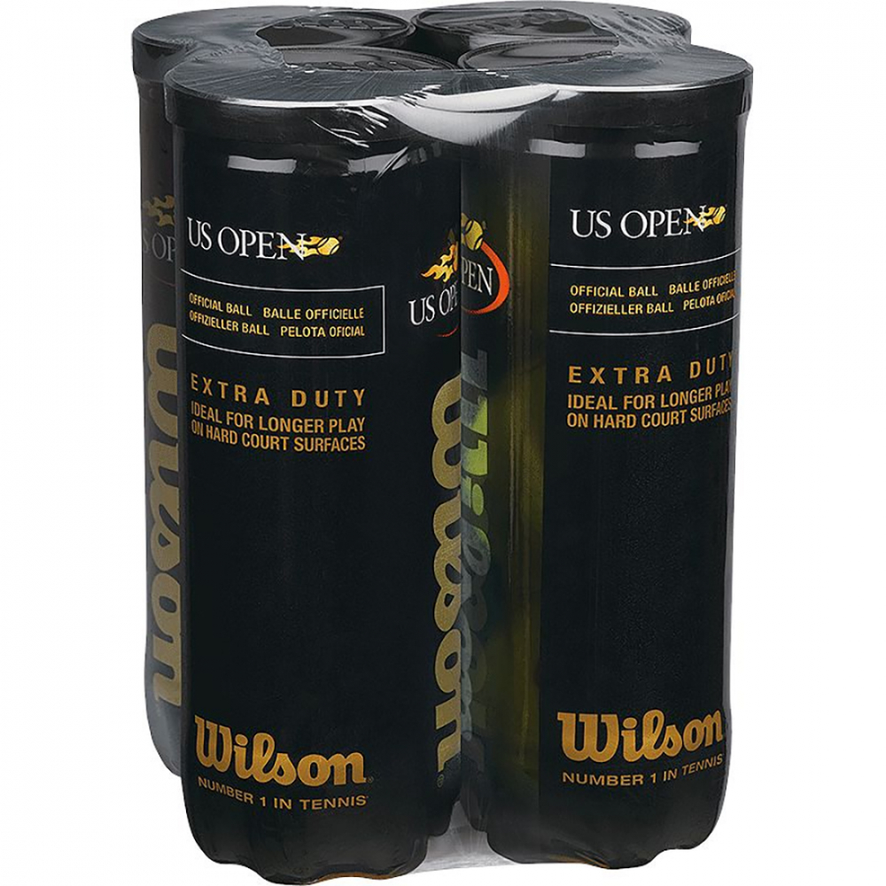 Wilson US Open Extra Duty Tennis Balls, 3 Ball Can (4-Pack)