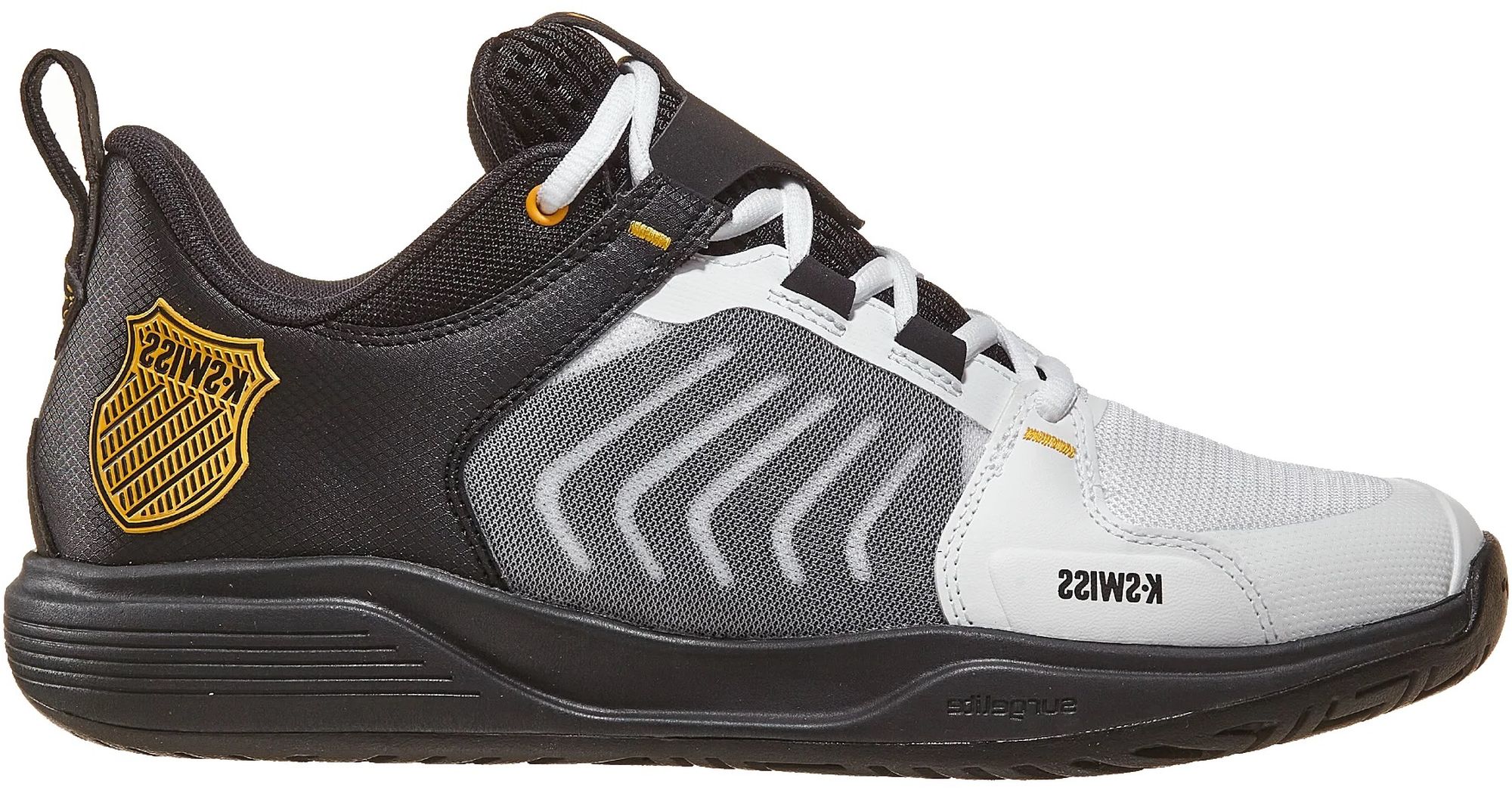 07395-140 K-Swiss Men's Ultrashot Team Tennis Shoes (White/Moonless Night/Amber Yellow)