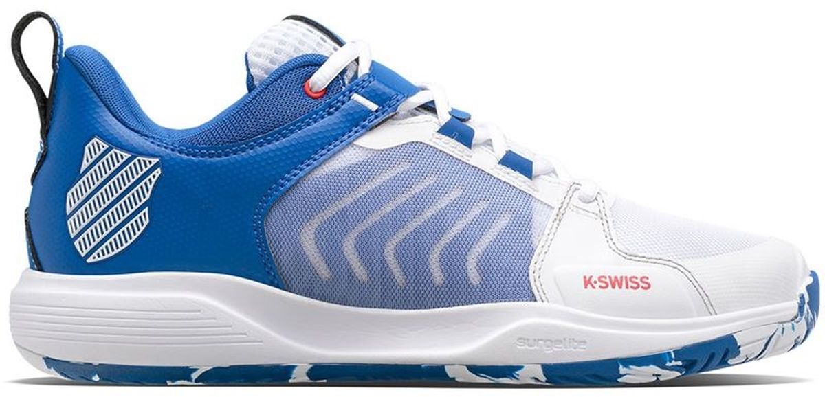 07395-166 K-Swiss Men's Ultrashot Team Tennis Shoes (White/Classic Blue/Berry Red)