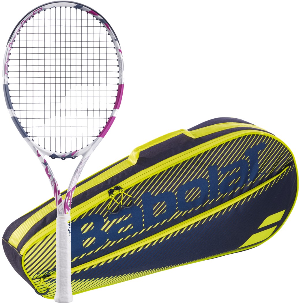 102517-100-751202-142-BNDL Babolat Evo Aero (Pink) + Yellow Club Bag Tennis Starter Bundle