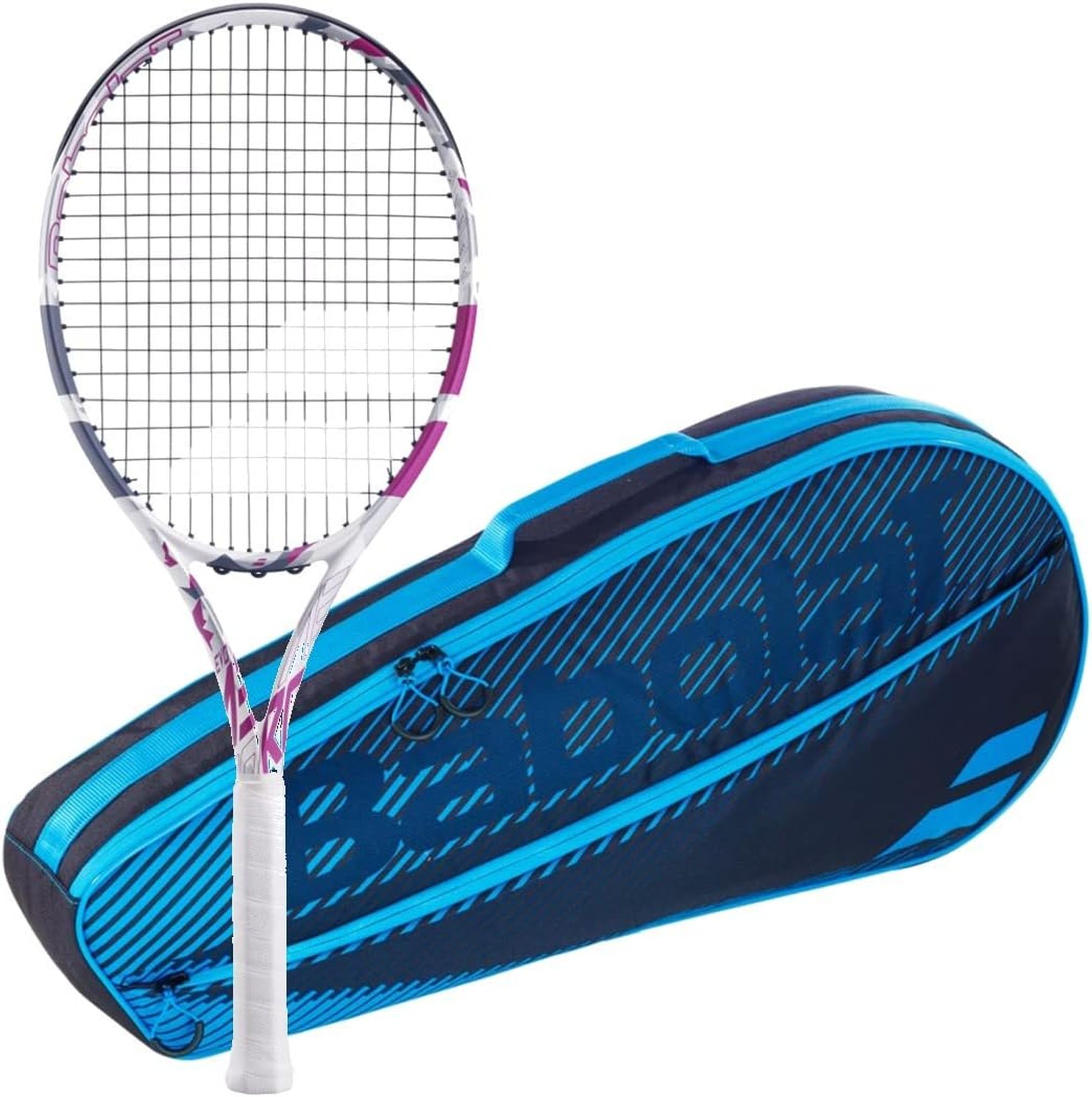  102519-3R-BNDL Babolat Evo Aero Lite + Blue Club Bag Tennis Starter Bundle (Pink)