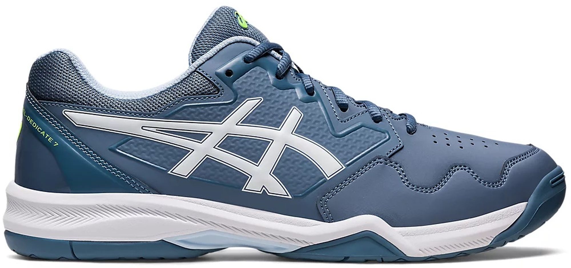 1041A223-401 Asics Men's Gel-Dedicate 7 Tennis Shoes (Steel Blue/White)