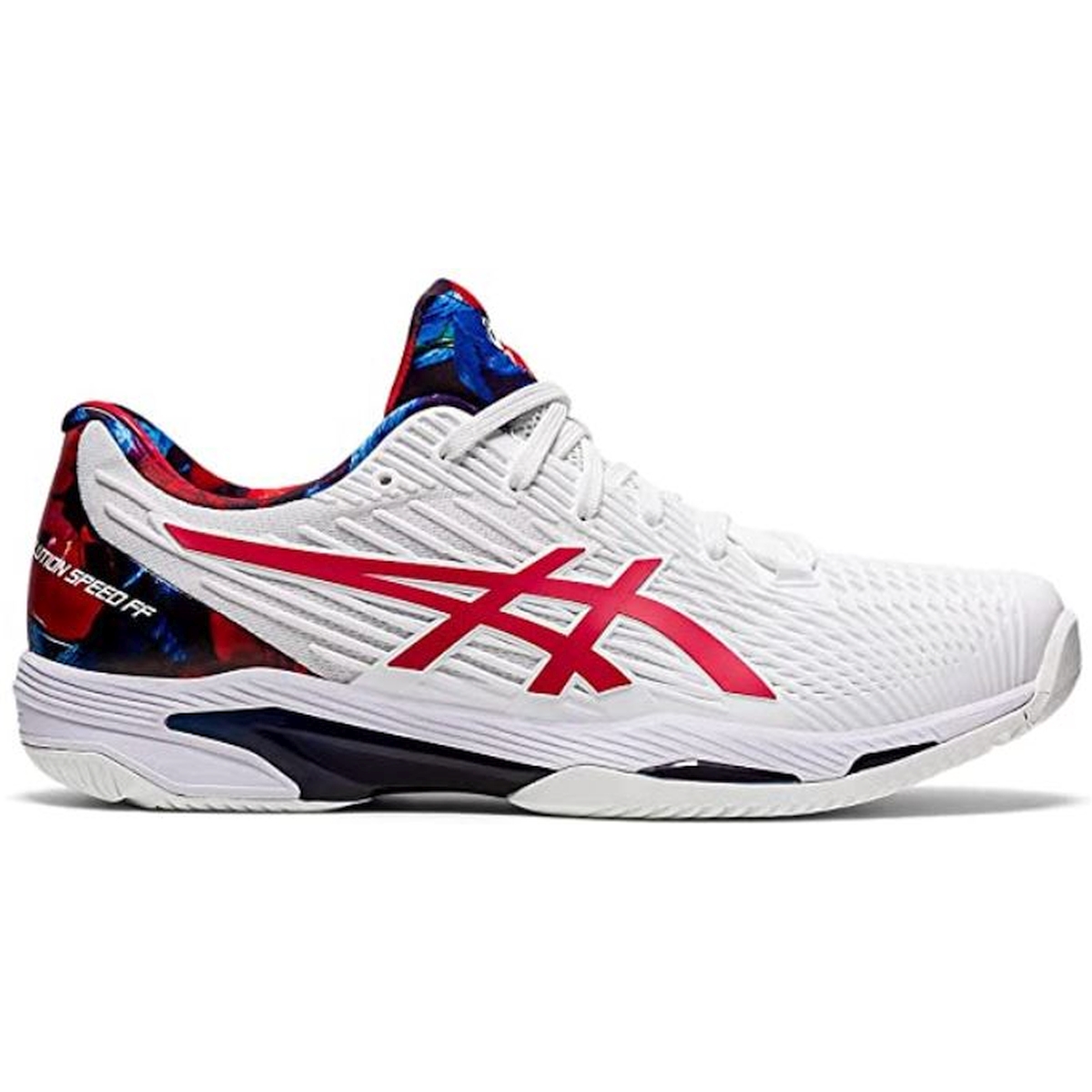 1041A286-110 Asics Men's Solution Speed FF 2 L.E. Tennis Shoes (White/Classic Red)