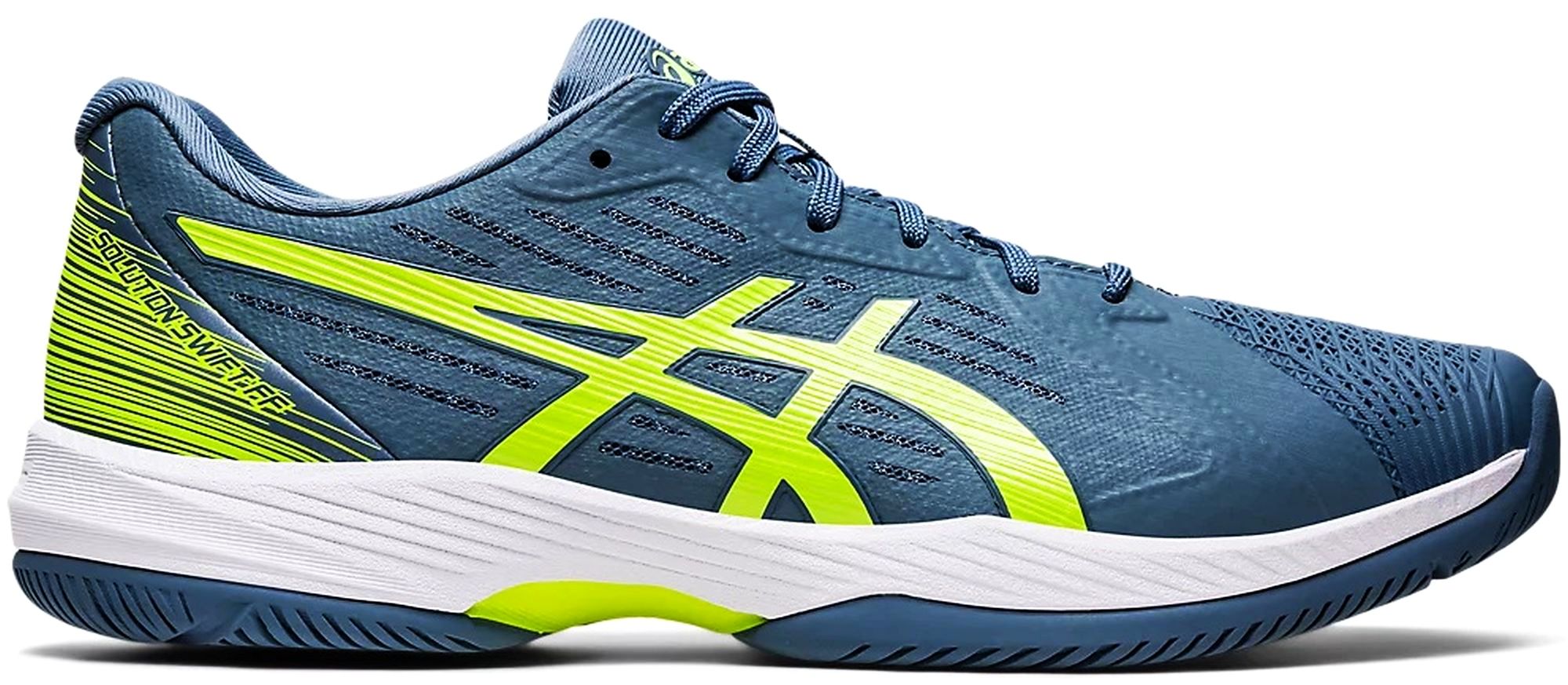 Asics Men's Solution Swift FF Tennis Shoes (Steel Blue/Hazard Green)