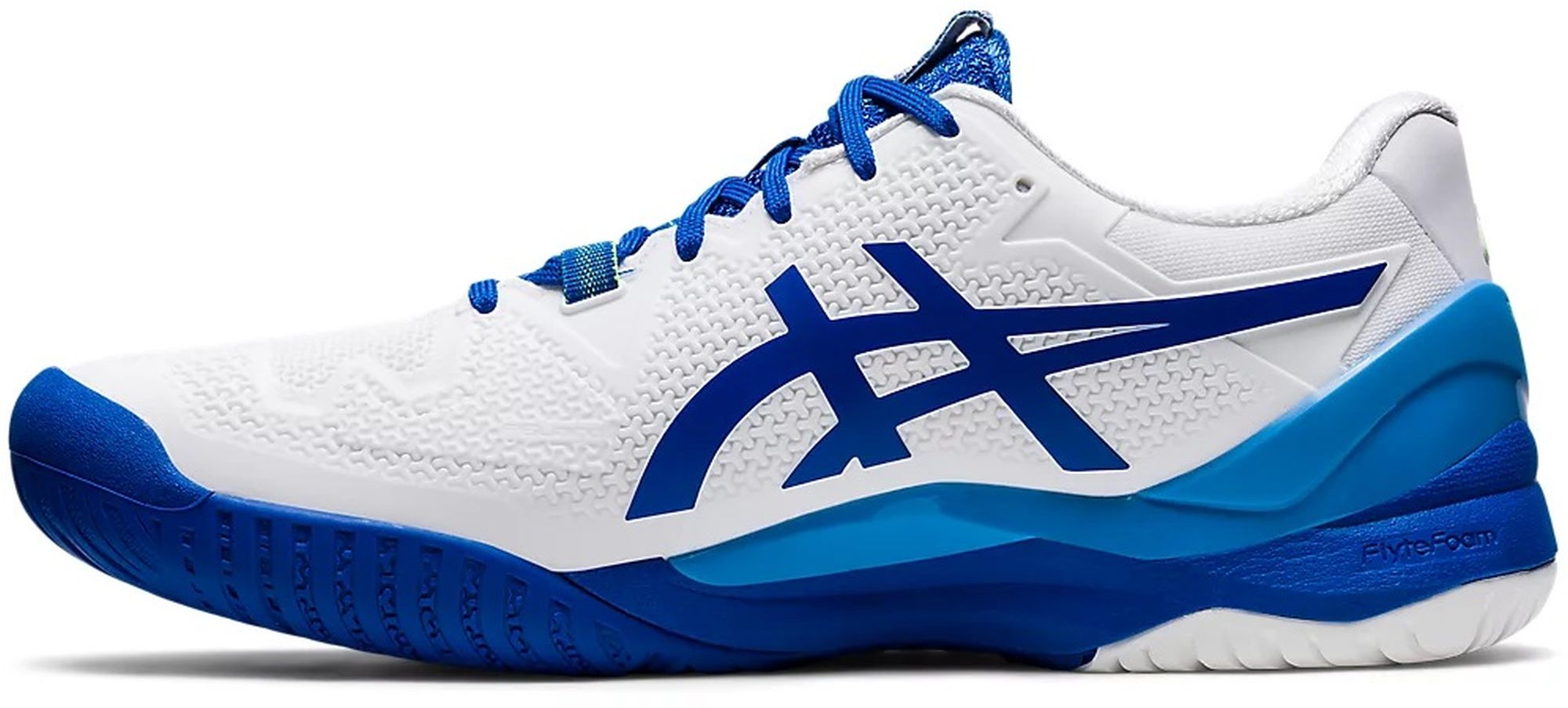Asics Men's Gel-Resolution 8 Tennis Shoes (White/Tuna Blue)
