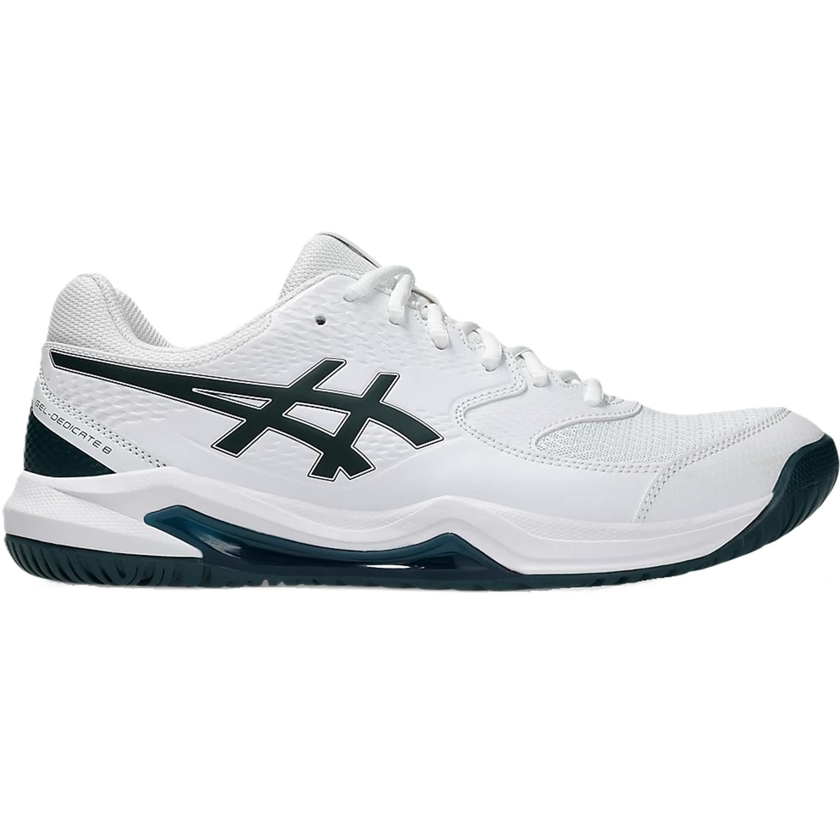 1041A408-104 Asics Men's Gel-Dedicate 8 Tennis Shoes (White/Saxon Green)