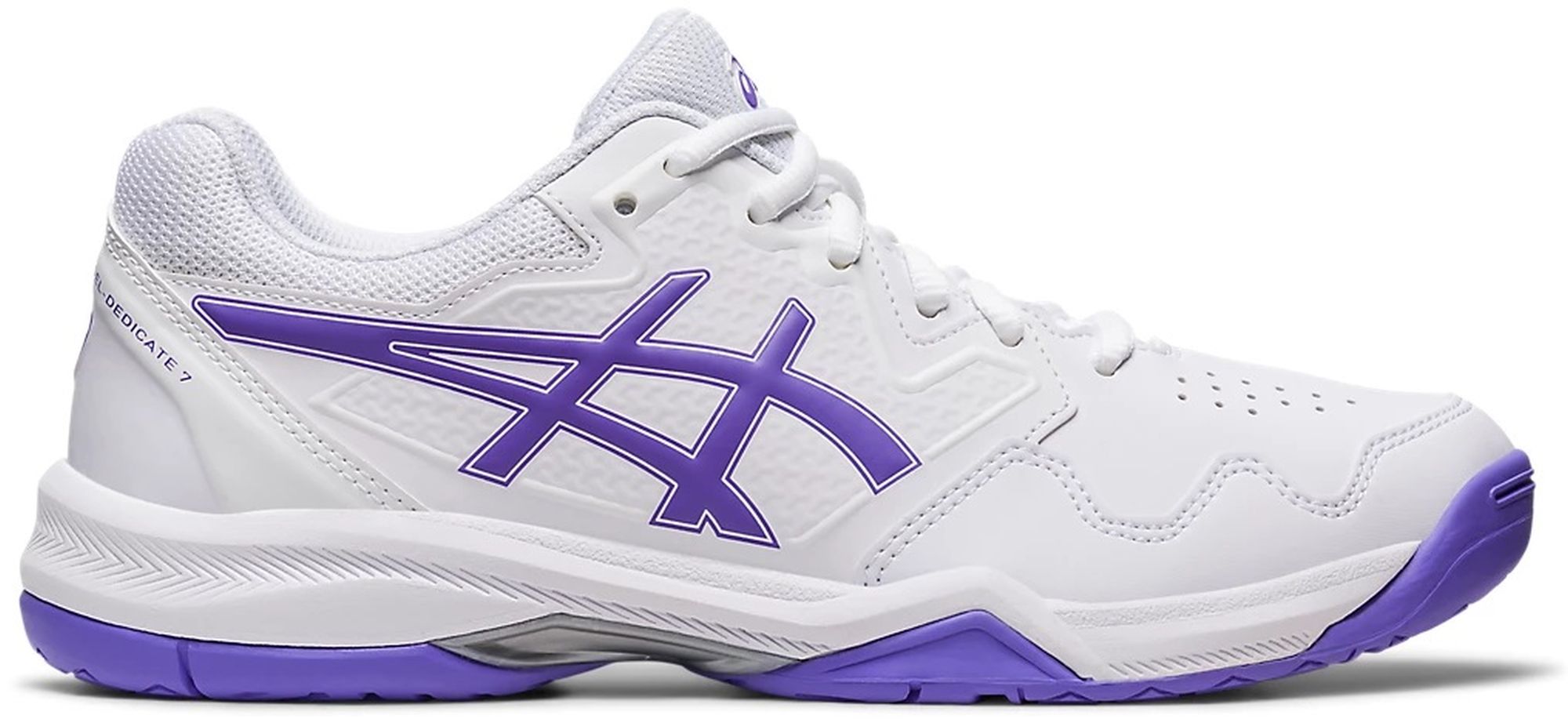 1042A167-104 Asics Women's Gel Dedicate 7 Tennis Shoes (White/Amethyst)