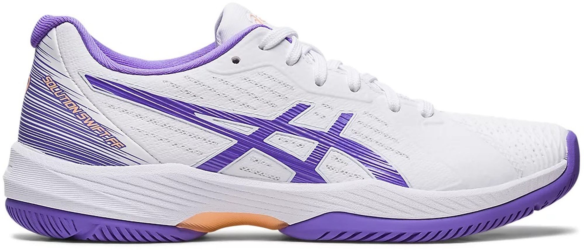 1042A197-105 Asics Women's Solution Swift FF Tennis Shoes (White/Amethyst)