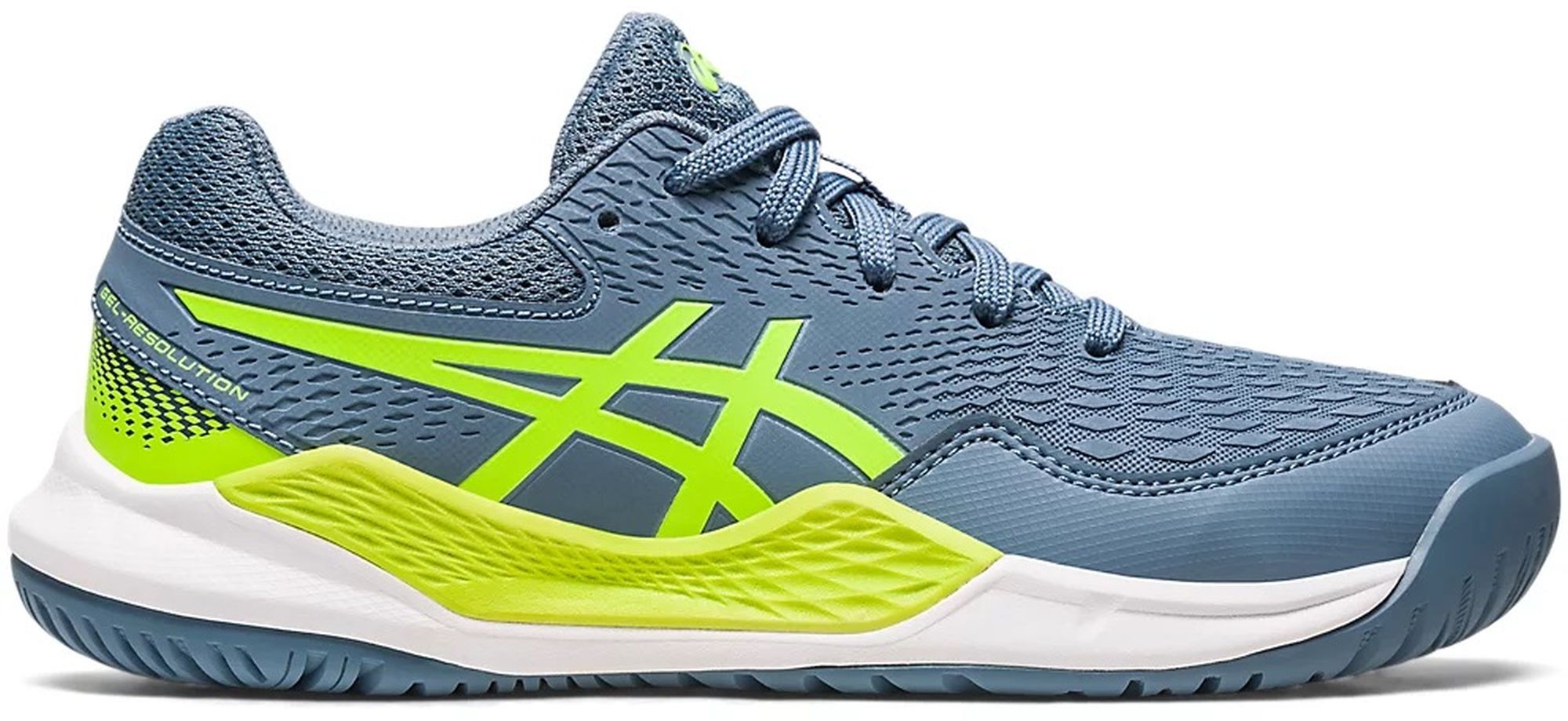 Asics Juniors Gel Resolution 9 Grade School Tennis Shoes (Steel Blue