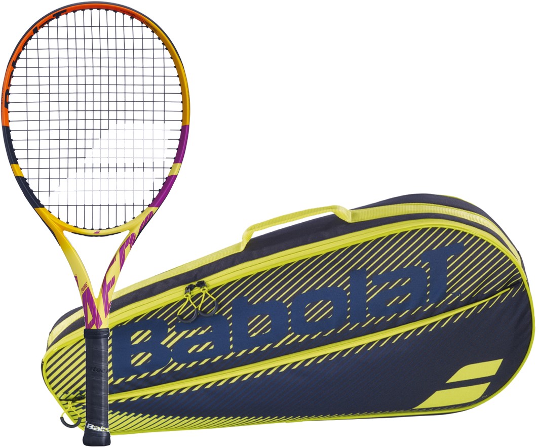 140435-352-YellowBag Babolat Pure Aero Rafa Jr 26 + Yellow Club Bag Tennis Bundle