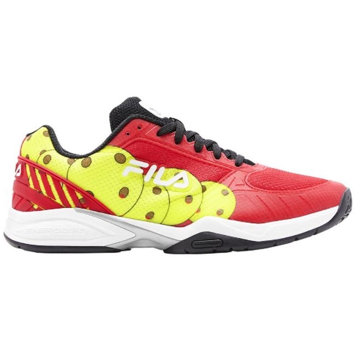1PM00598-606 Fila Men's Volley Zone Pickleball Shoes (Red/Black/Safety Yellow)