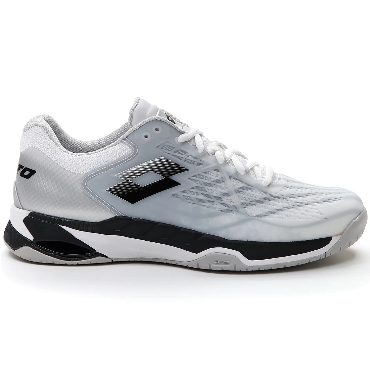 Lotto Men’s Mirage 100 Speed Tennis Shoes (White/Black/Metal Silver)