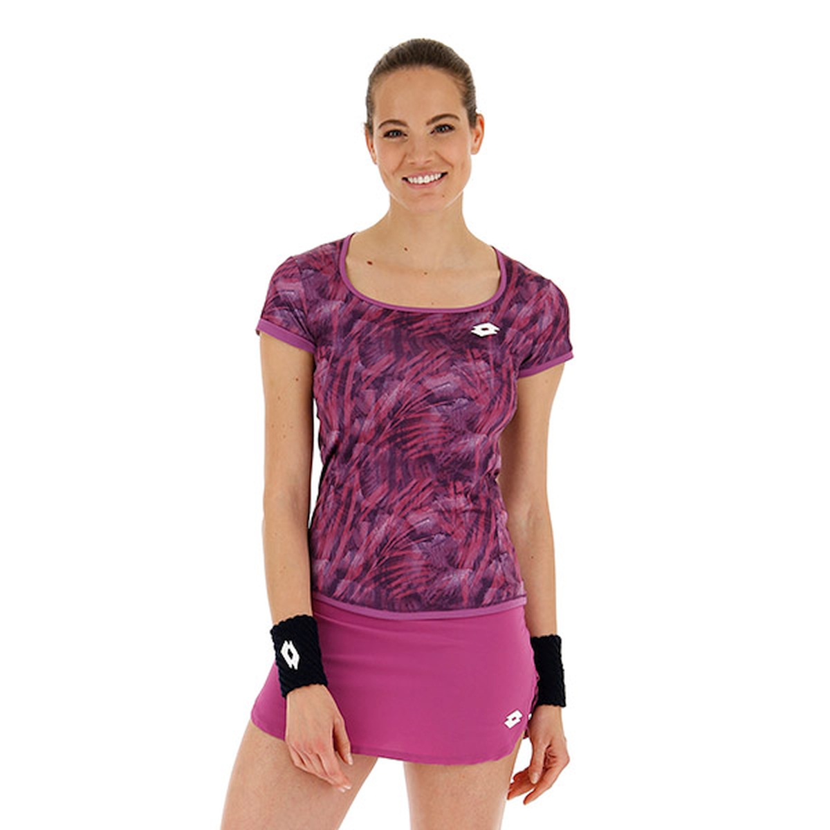 211250-26M Lotto Women's Printed Top Ten Tennis Tee (Purple Willow)