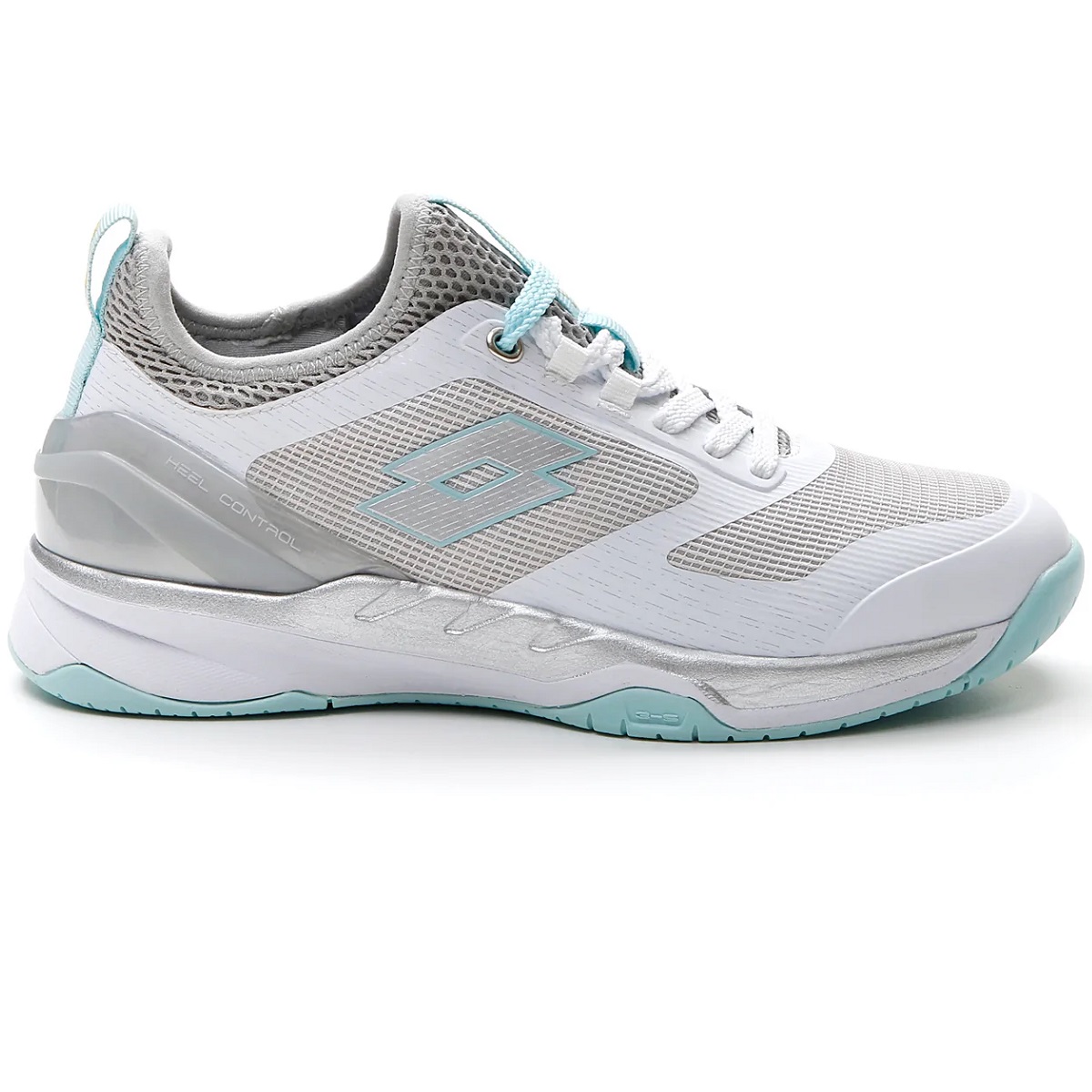 213634-8JO Lotto Women's Mirage 200 Speed Tennis Shoes (White/Silver Metal 2/Blue Paradise) - Right