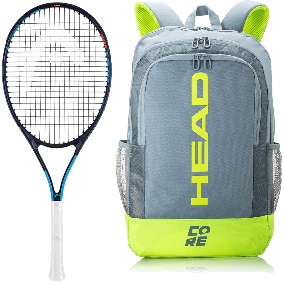 TiInstictComp-284261-GRNY Head Ti. Instinct Comp Tennis Racquet Bundled w Core Tennis Backpack (Grey Yellow)