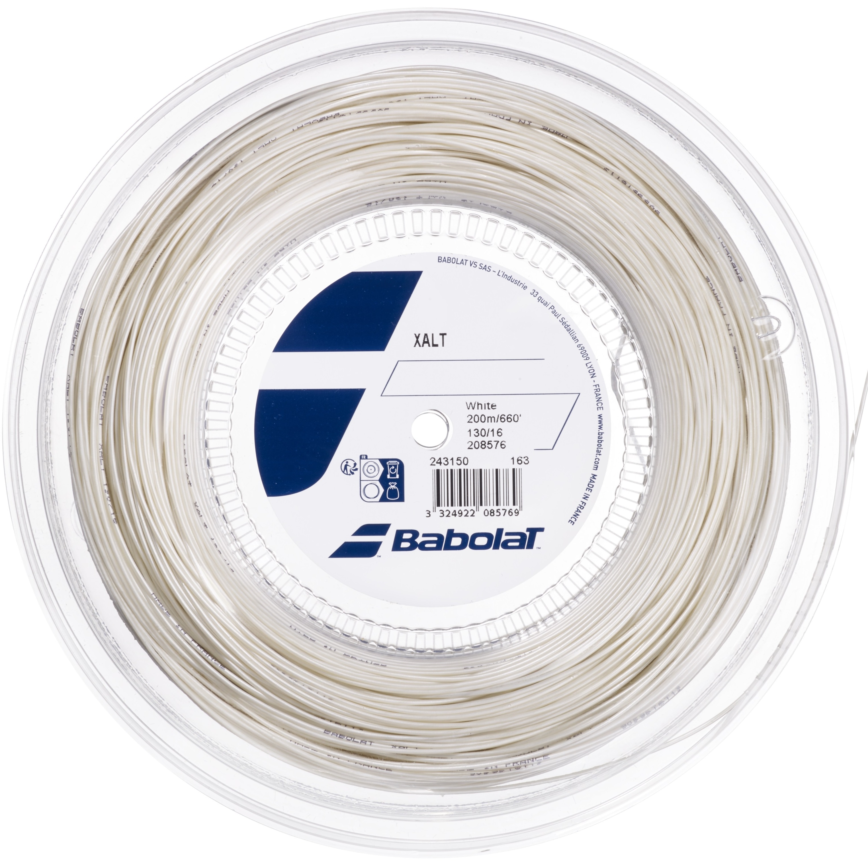 Babolat XALT 16g Spiral White Tennis String (Reel)