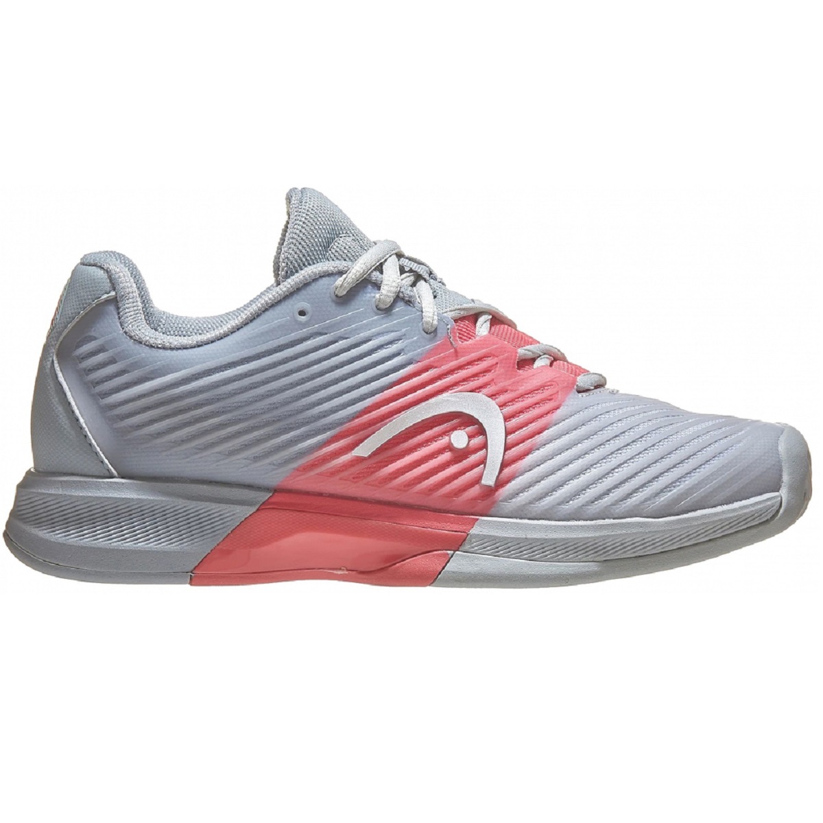 274102.PICKLEBALL Head Women's Revolt Pro 4.0 Pickleball Shoes (Grey/Coral) - Right