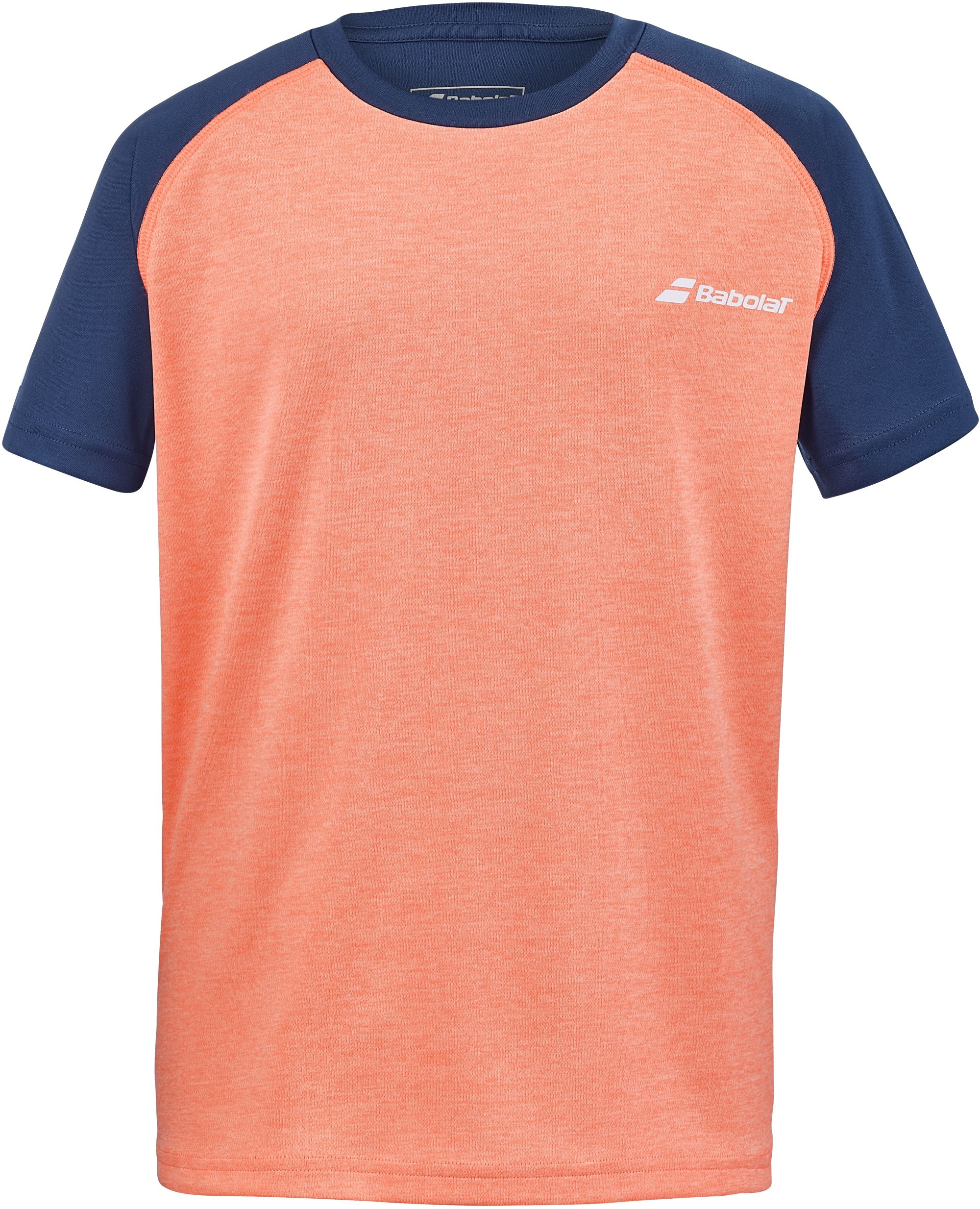 3BTD011-5053 Babolat Boy's Play Crew Neck Tennis Tee (Fluo Strike/Estate Blue)