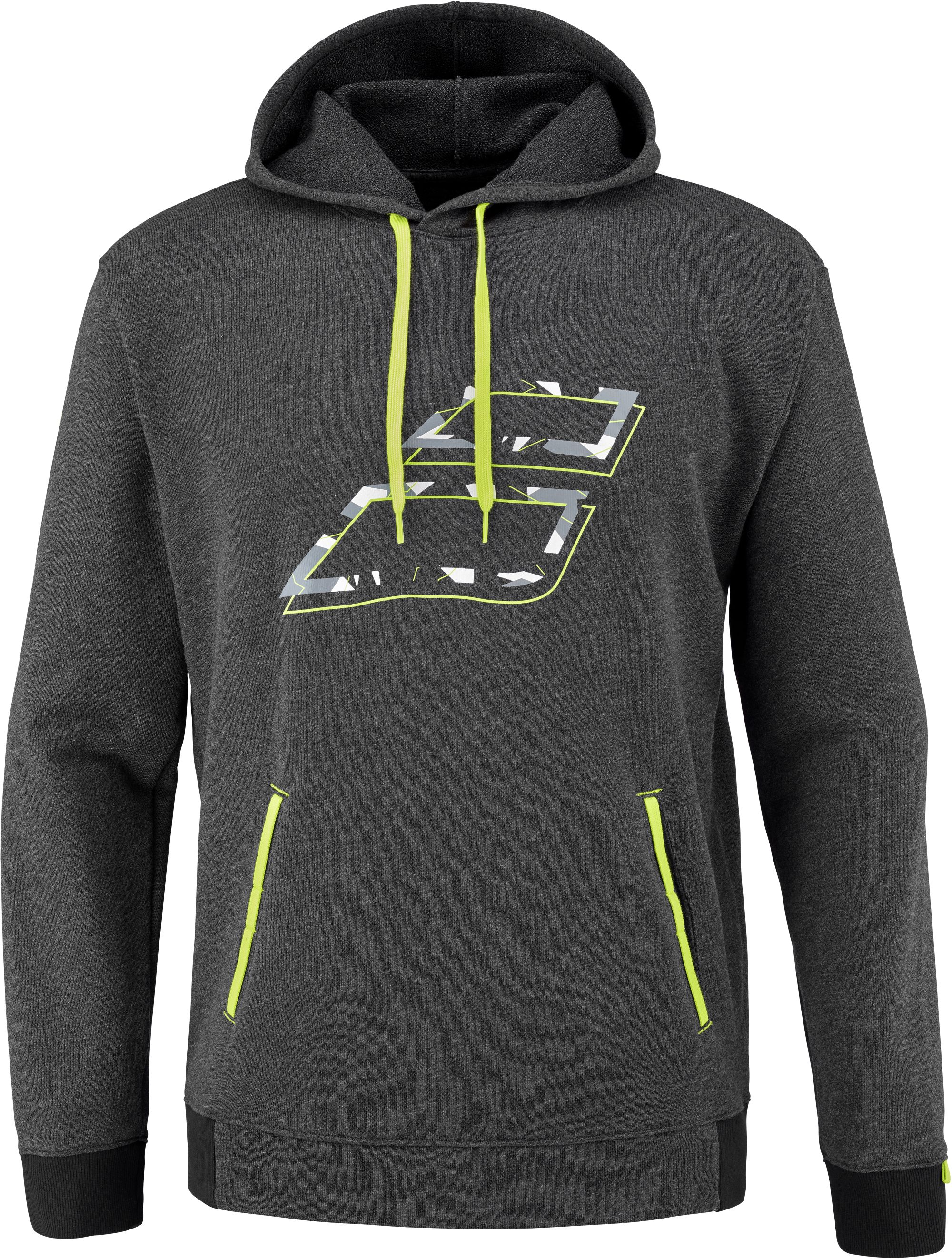4US23041Y-2003 Babolat Men's Aero Hooded Tennis Training Sweatshirt (Heather Black/Yellow)