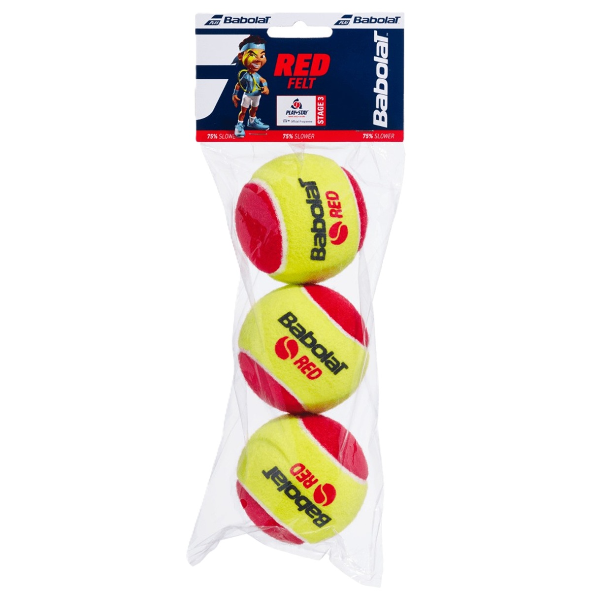 Babolat Kids Red Felt Tennis Ball (3 Balls)