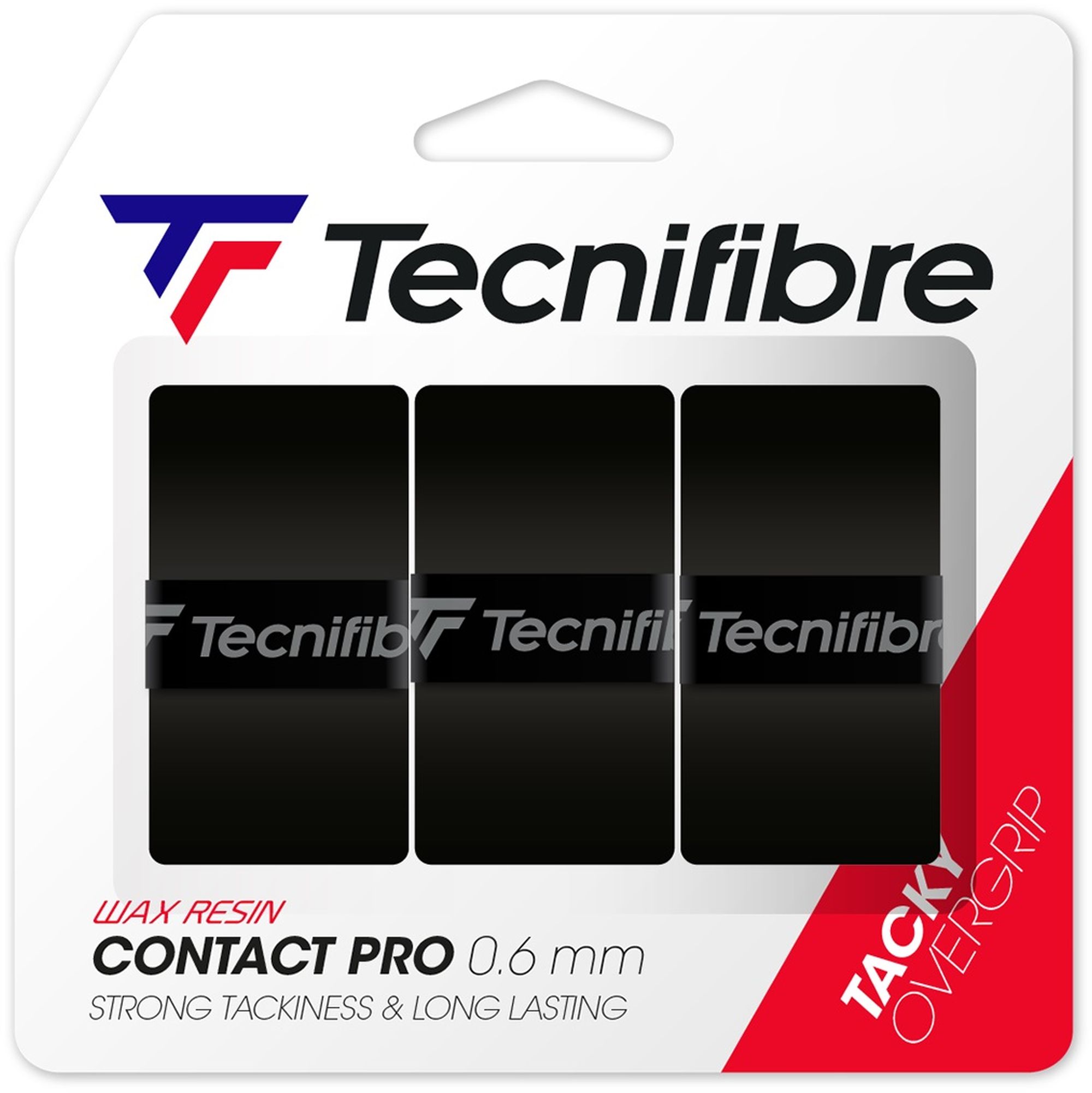 52ATPCONBK Tecnifibre Contact Pro Overgrip 3-Pack (Black)
