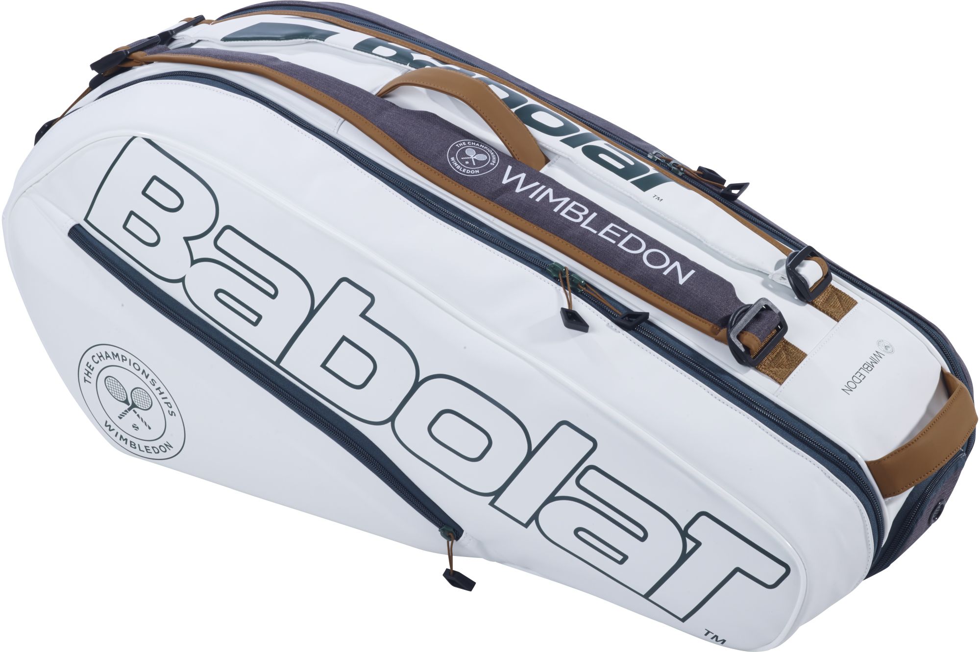 751218-225MY Babolat Pure Wimbledon Racquet Holder x6 Tennis Bag (White/Grey)