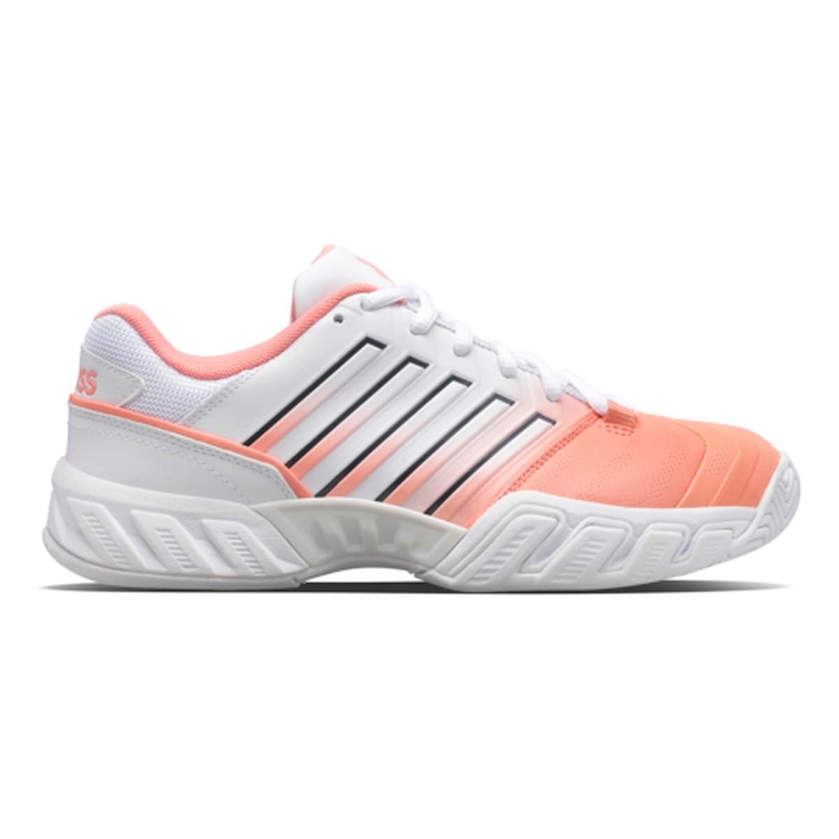 86989-683 K-Swiss Juniors Bigshot Light 4 Tennis Shoes (Peach Amber/White/Asphalt)