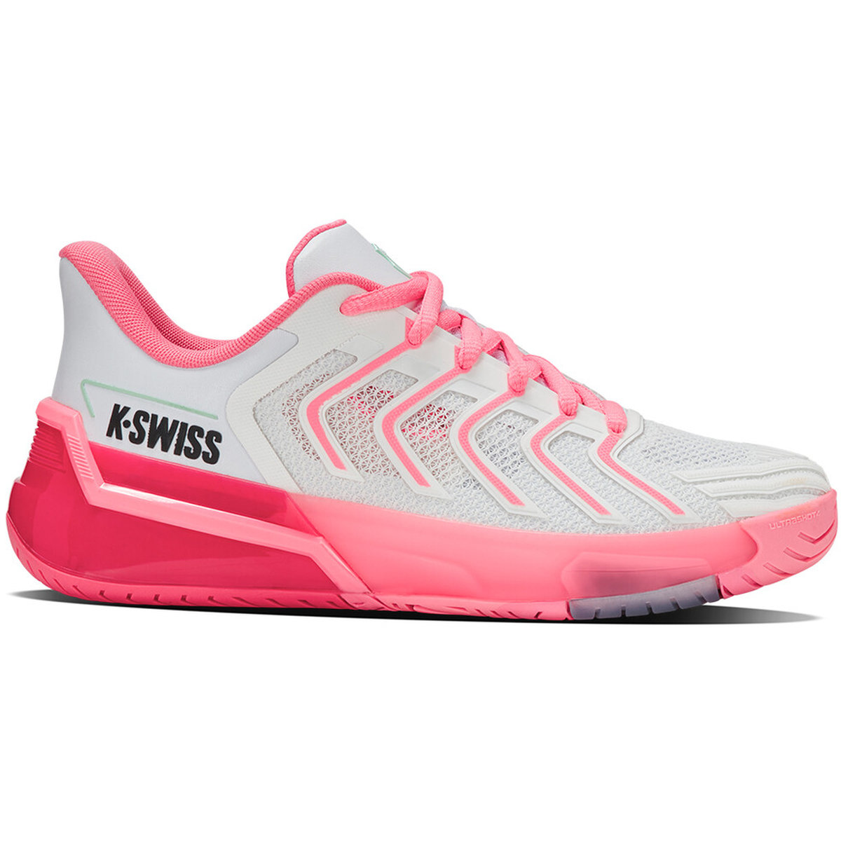 94437-162 K-Swiss Women’s UltraShot 4 Tennis Shoes (White/Neon Pastel Pink/Hot Neon Pink)